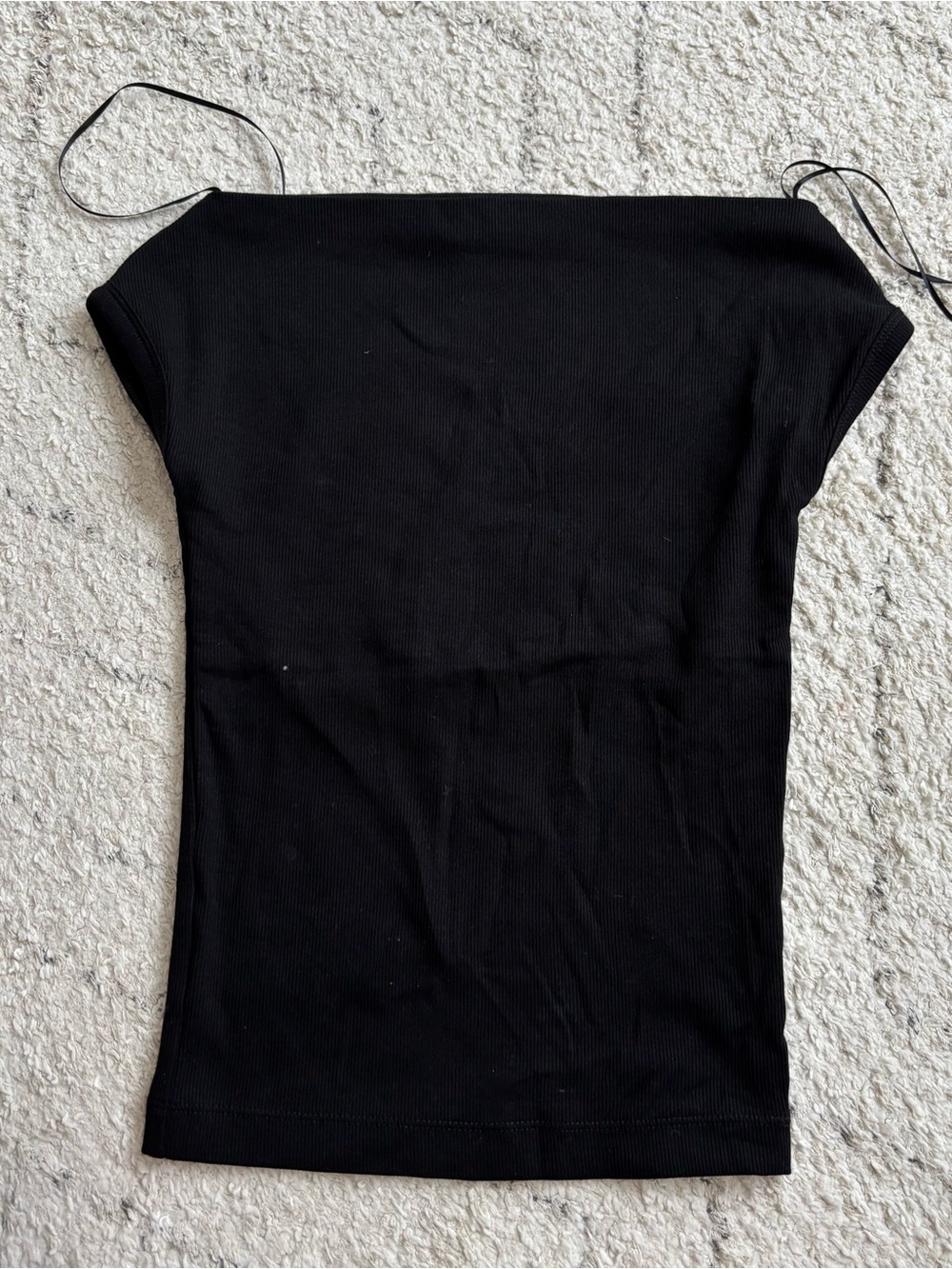 Zara Black Off-Shoulder Boatneck Ribbed Shirt
